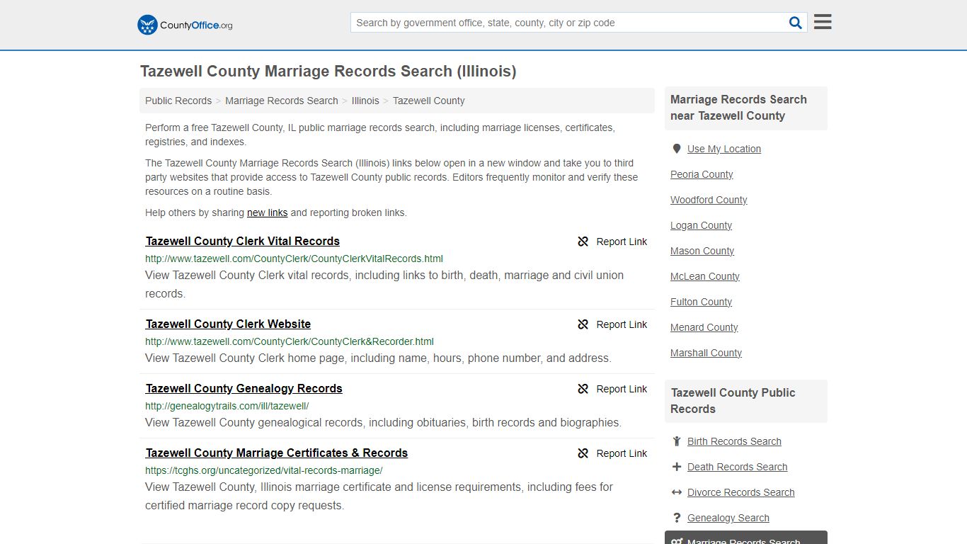 Tazewell County Marriage Records Search (Illinois) - County Office